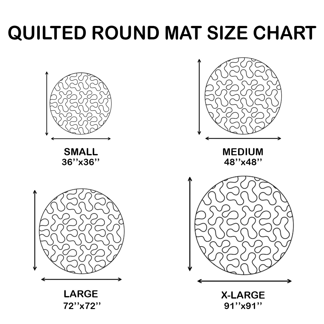Quilted round Halloween rug size chart
