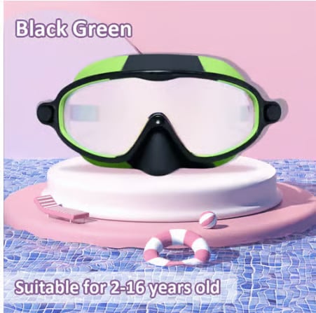 Buy 1 Get 1 Free-HD children's large frame waterproof and anti-fog swimming goggles - Black-Green / Black-Green / Super fast delivery On Sale & Quick Ship