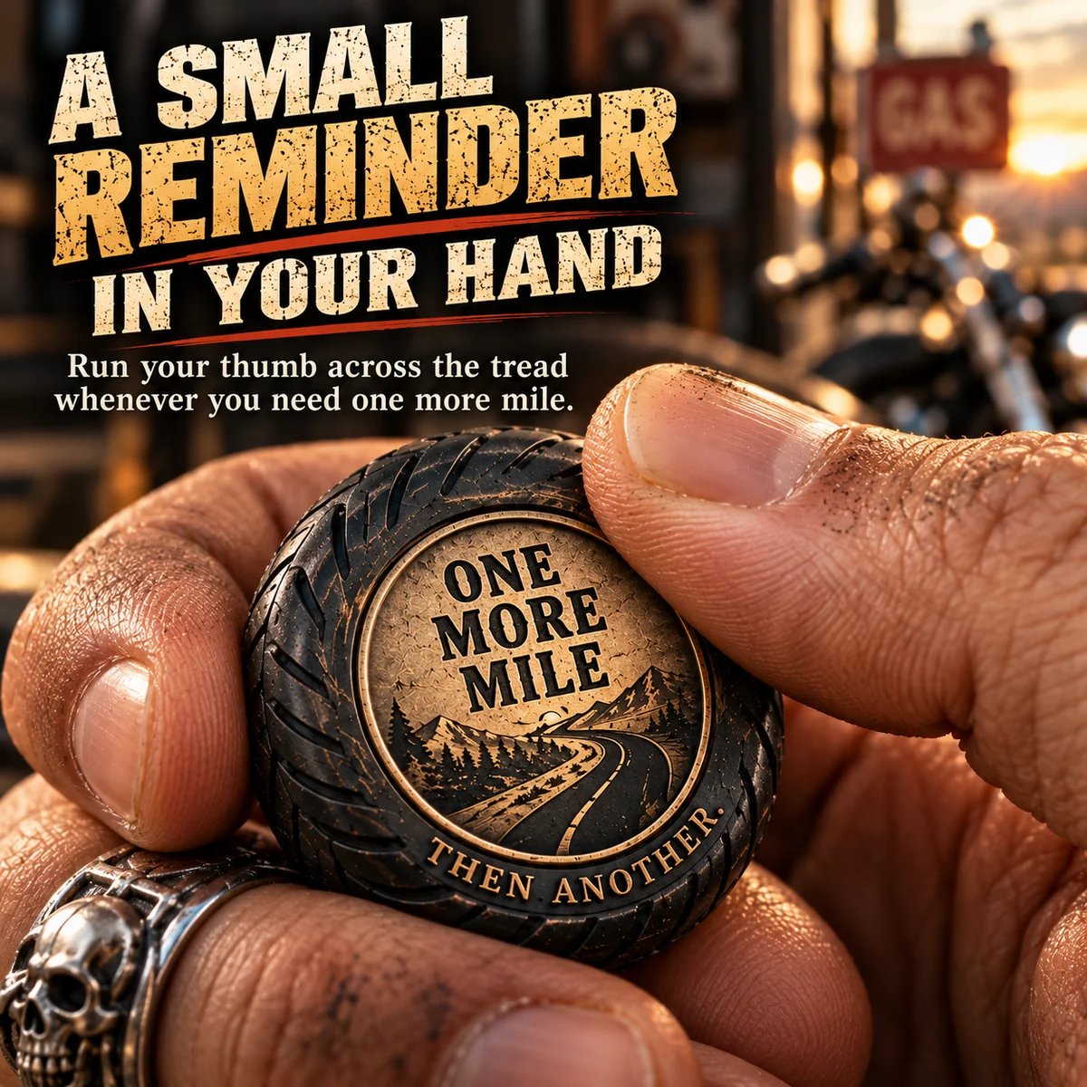 Rider holding the textured edge of the One More Mile pocket hug between his fingers
