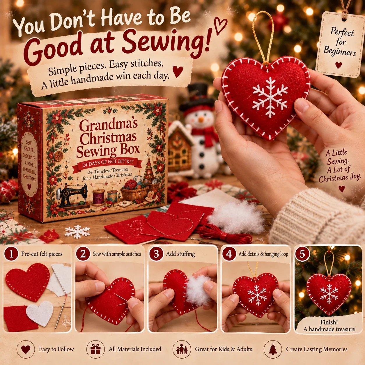 Easy beginner felt Christmas sewing project