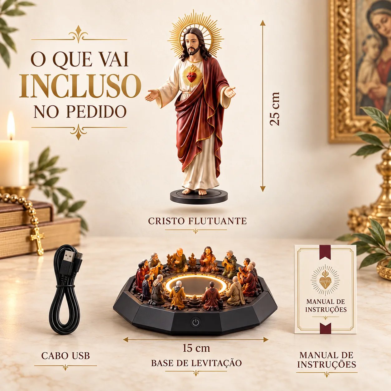 25 cm Floating Christ LED Display