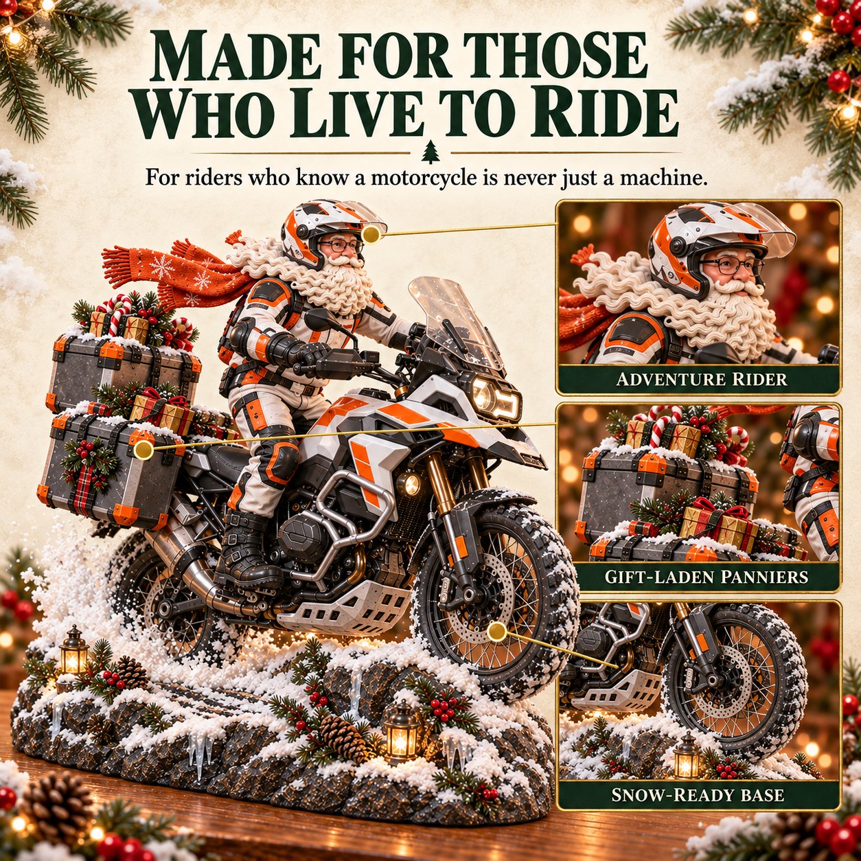 🏍️🎄 Christmas Sale: 49% OFF – Santa’s Ride Home Keepsake detailed design