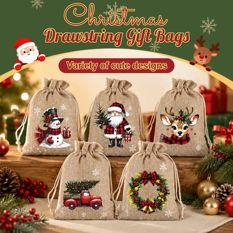 Christmas drawstring gift bags