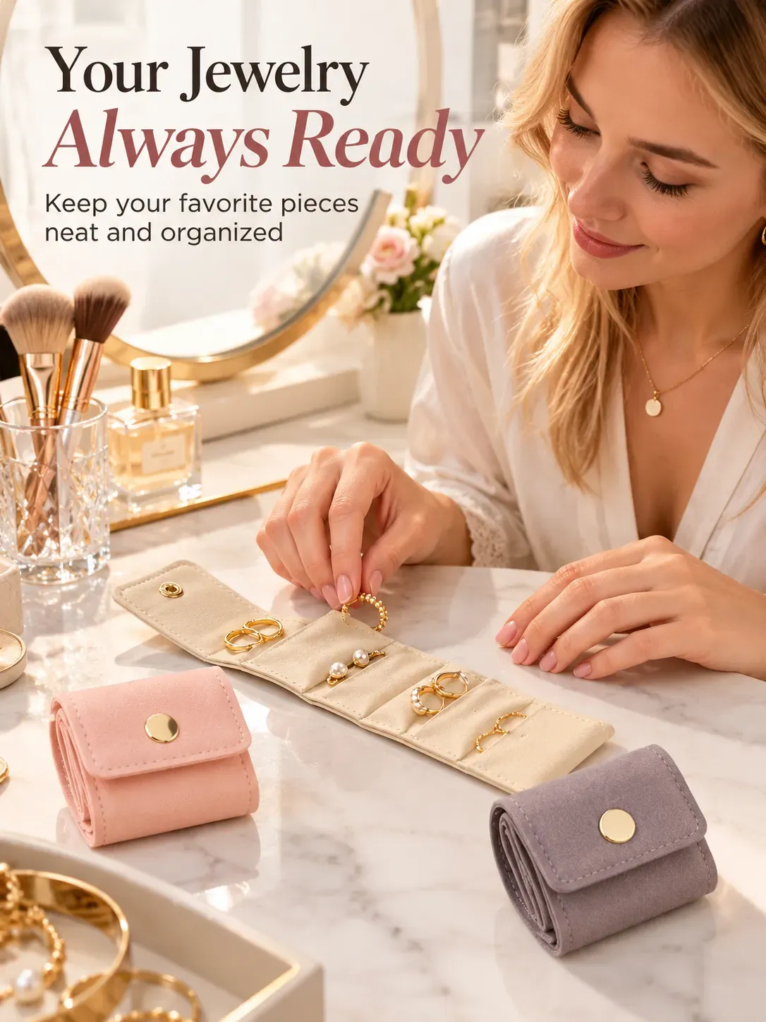 Travel jewelry organizer for handbag and luggage