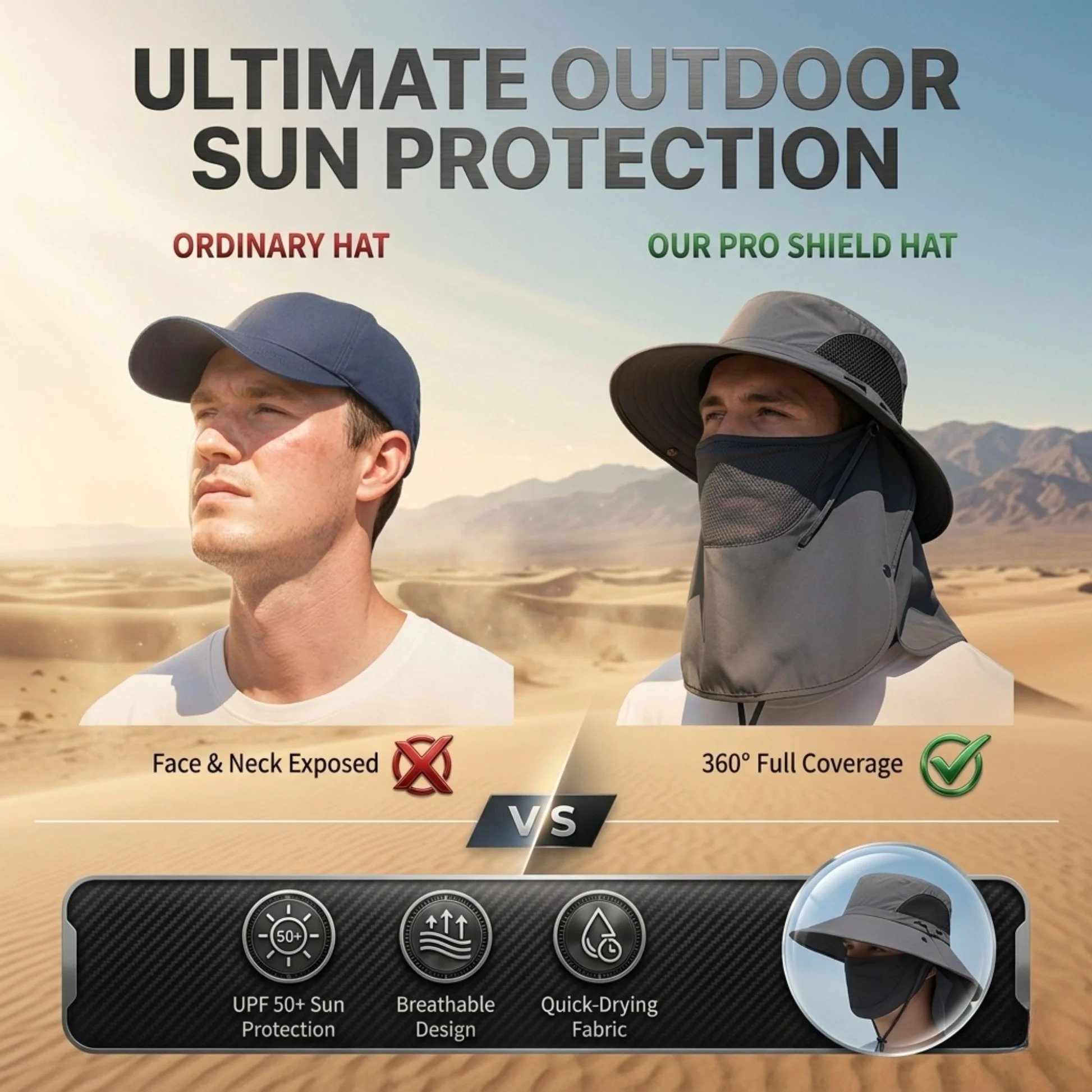 Lightweight breathable fisherman hat detail
