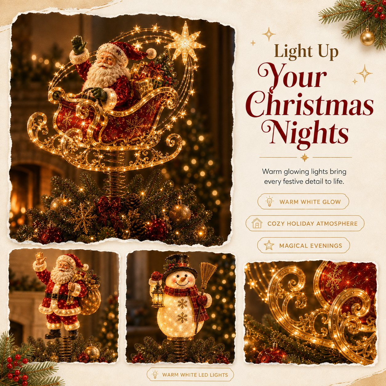 3D Santa Christmas tree topper