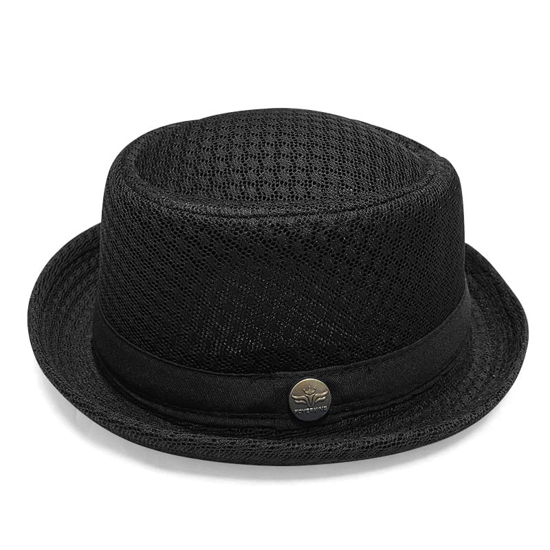 Summer Mesh Pork Pie Hat - Black