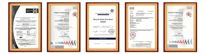 Certification documents supplied by the store