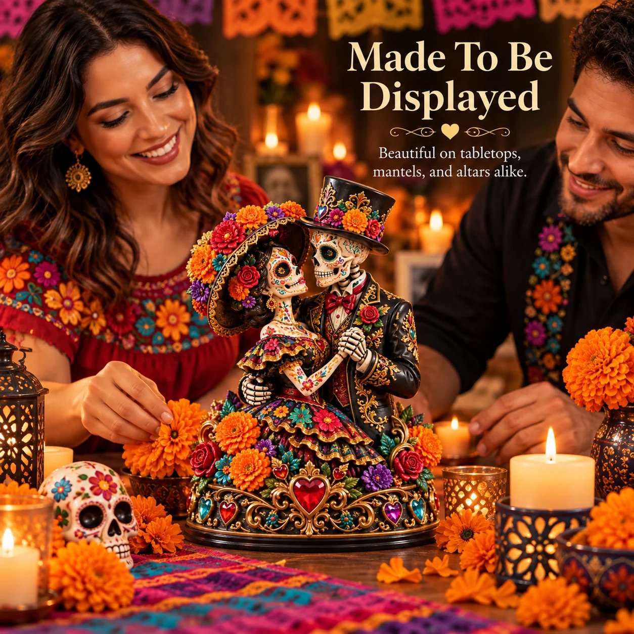 Catrina figurine collection display