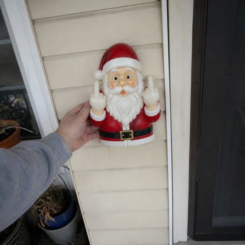 Customer-style photo of installing the Santa light