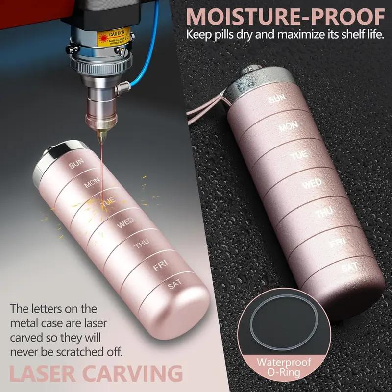 Metal Travel Pill Organizer, Portable Waterproof Weekly Pill Box, Large Aluminum Alloy Container, BPA Free 7 Day Daily Medicine Organizer Holder for Vitamin, Fish Oil, Supplement Storage box Metal Travel Pill Organizer, Portable Waterproof Weekly Pill Box, Large Aluminum Alloy Container, BPA Free 7 Day Daily Medicine Organizer Holder for Vitamin, Fish Oil, Supplement Storage box