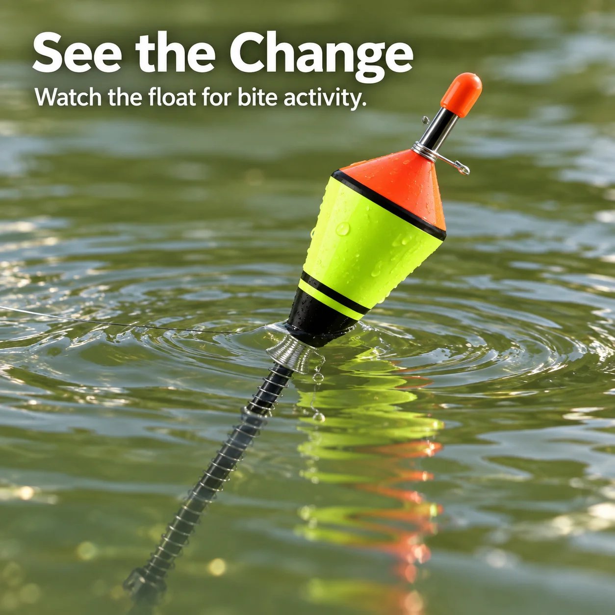 Fishing float showing bite activity