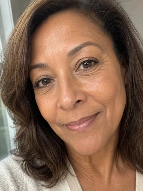 Customer wearing foundation
