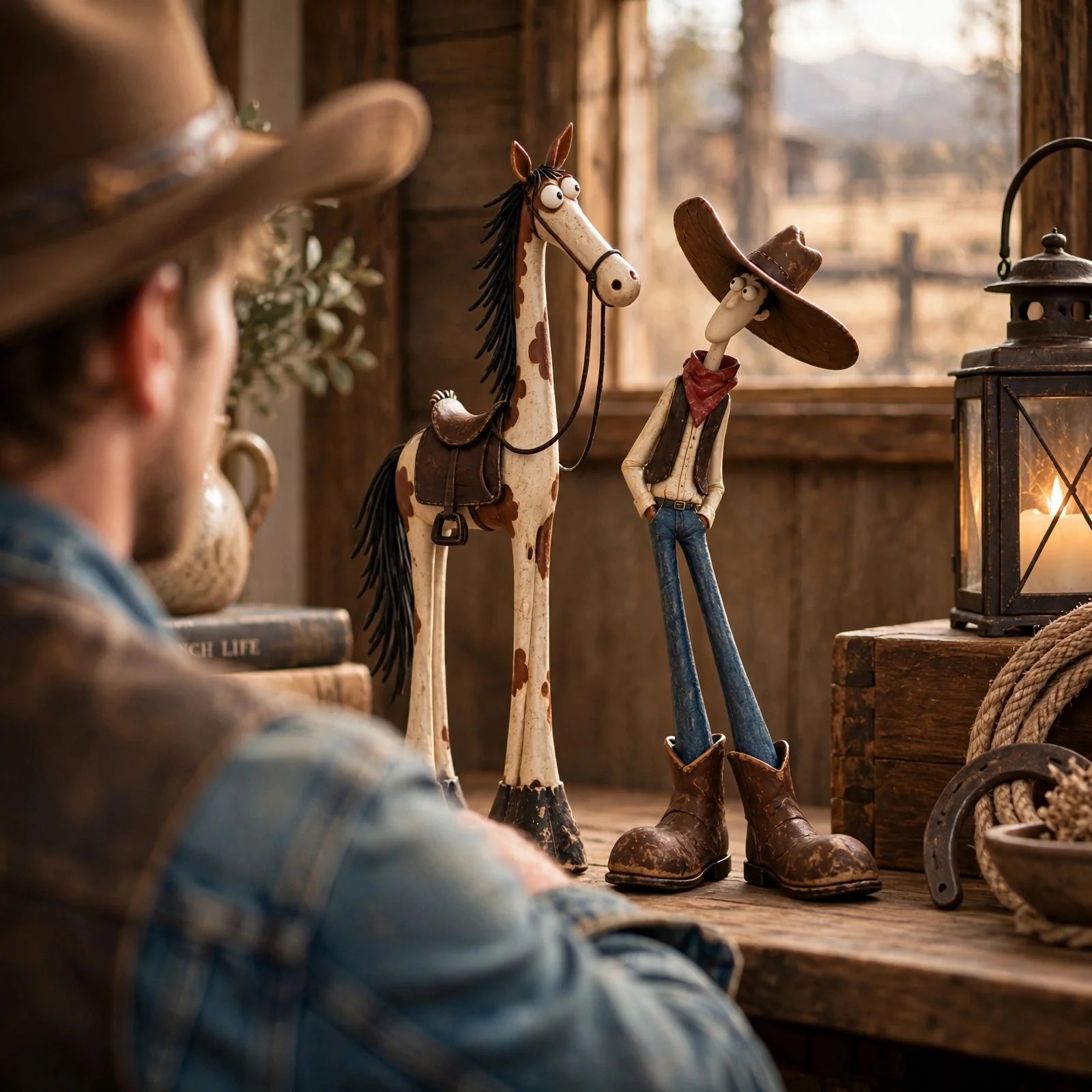 Western cowboy and horse figurine gift