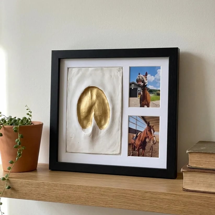 Horse owner creating a meaningful hoofprint keepsake