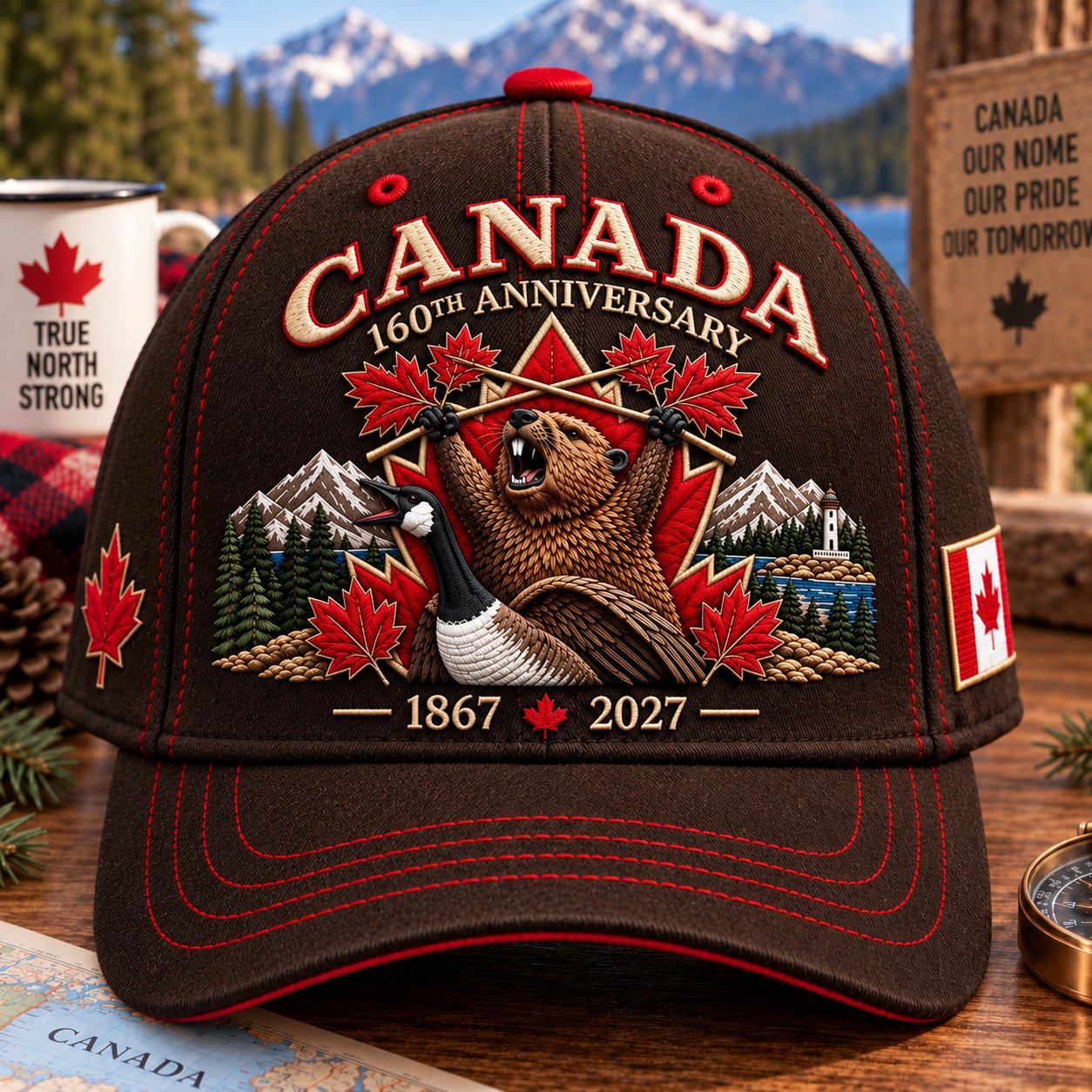 Canada cap black navy brown