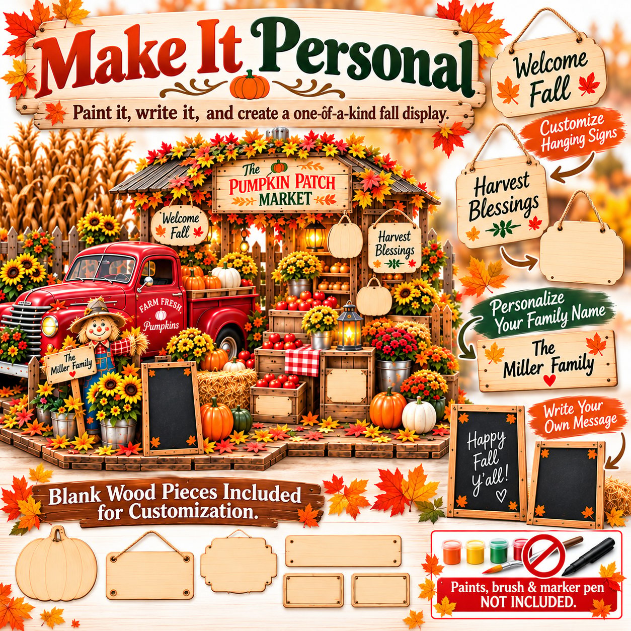 3D fall market craft kit detail