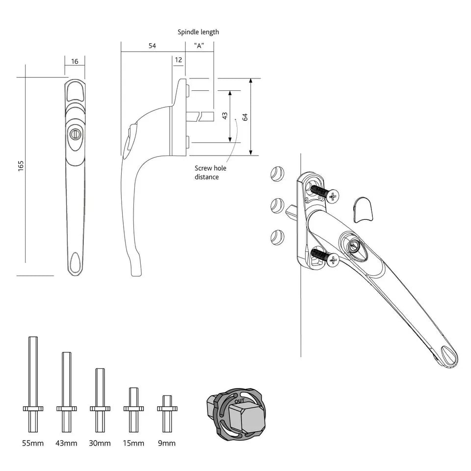 💥 SALE 49% -Easy-To-Install and Modern White Window Handle with Choice of Spindle Lengths and Snap-short Screws - Buy 1…