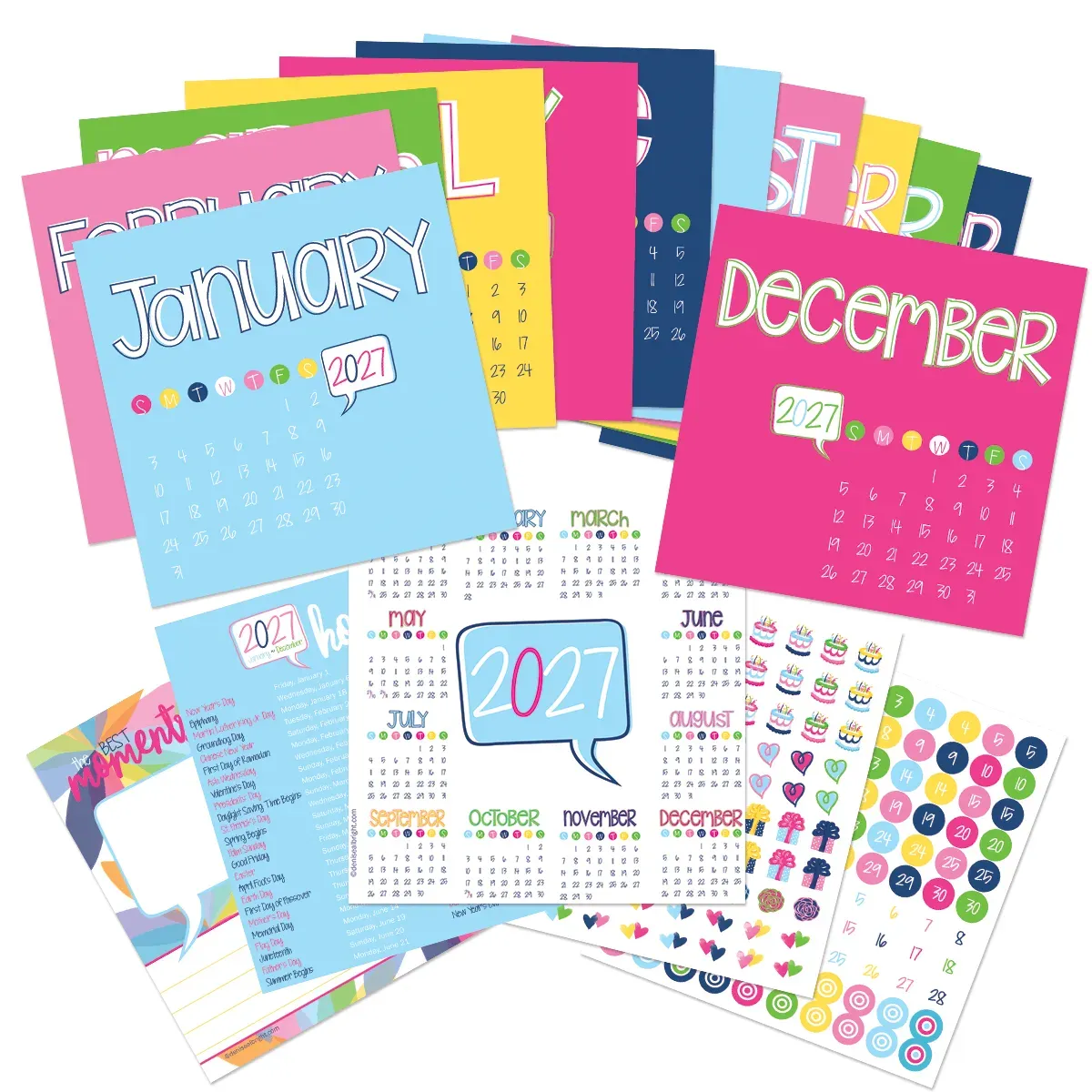 Planner stickers and calendar pages