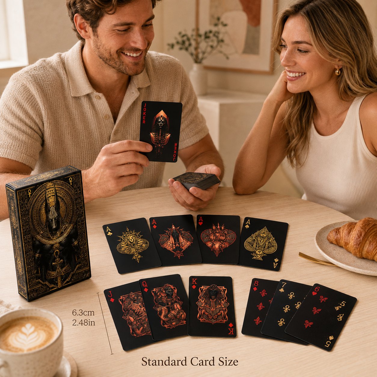 Textured black gold poker cards