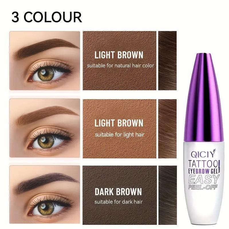 Gel para cejas fácil de despegar: resistente al agua y al sudor, tinte negro o marrón de larga duración, forma película, cobertura media para todo tipo de piel.