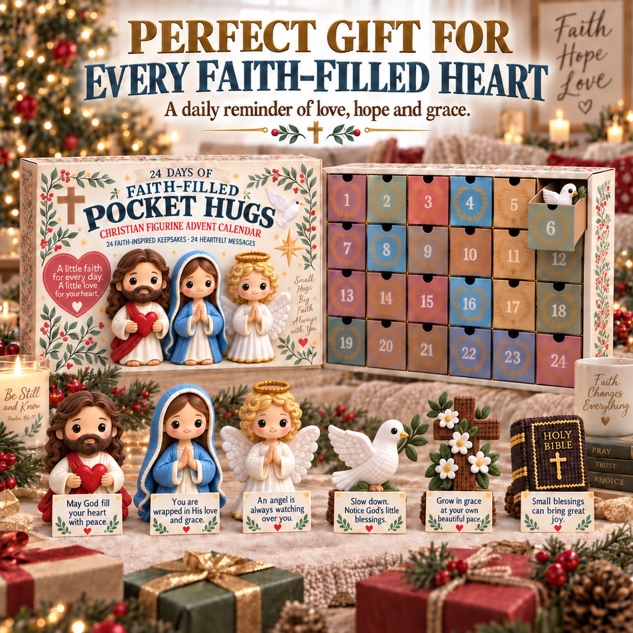 Complete collection of 24 faith-filled Pocket Hug figurines and message cards