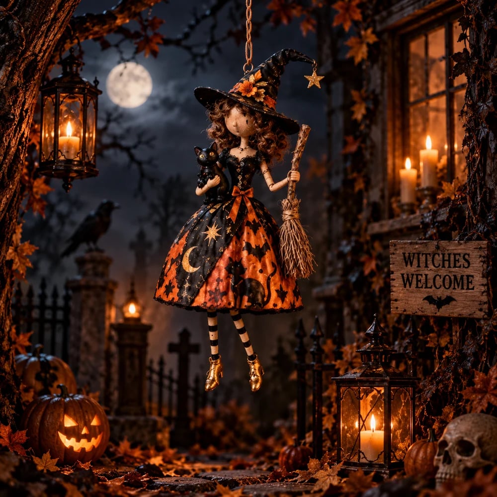 Witch Lady hanging Halloween decoration