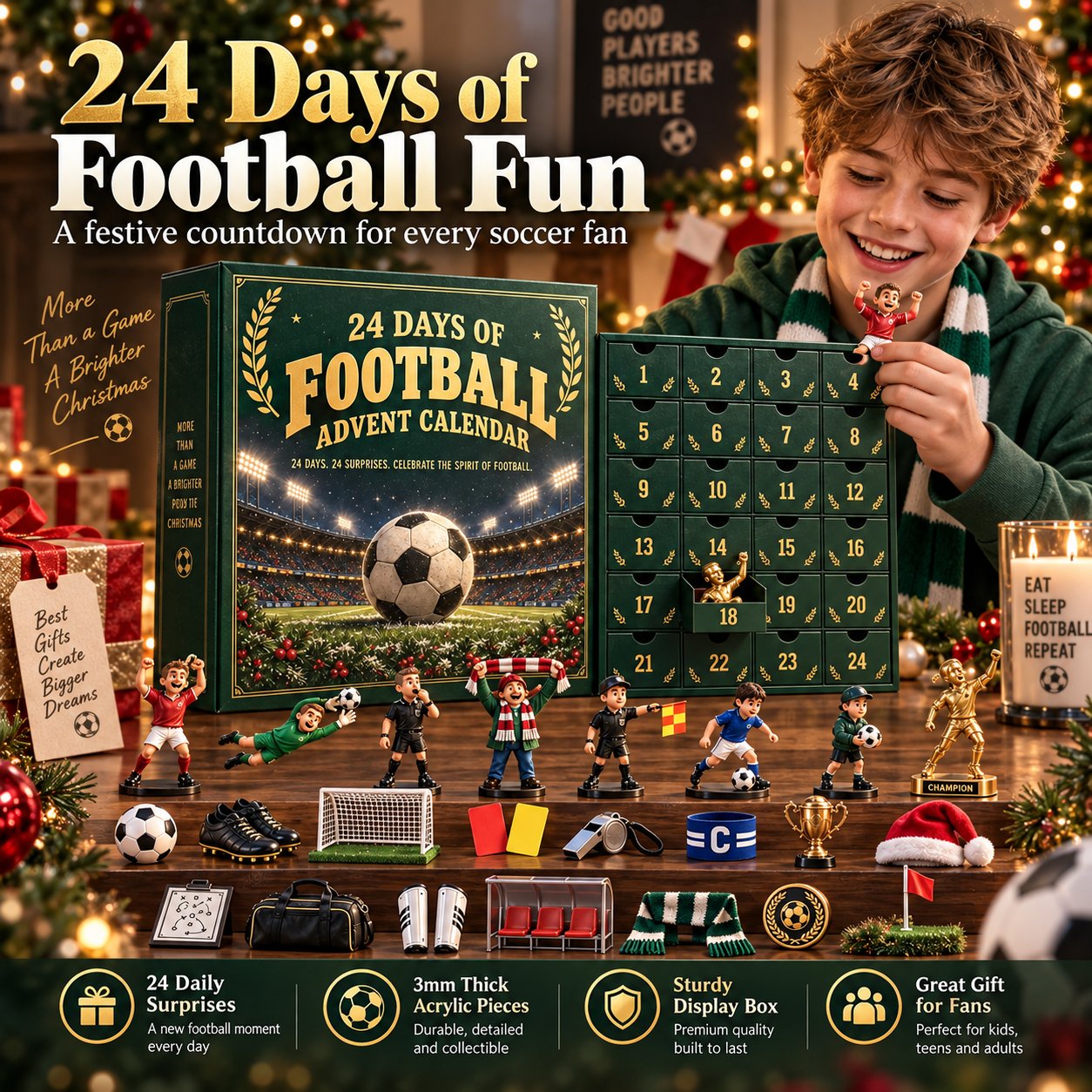 Soccer Fan 24-Day Advent Calendar – Acrylic Miniatures detail